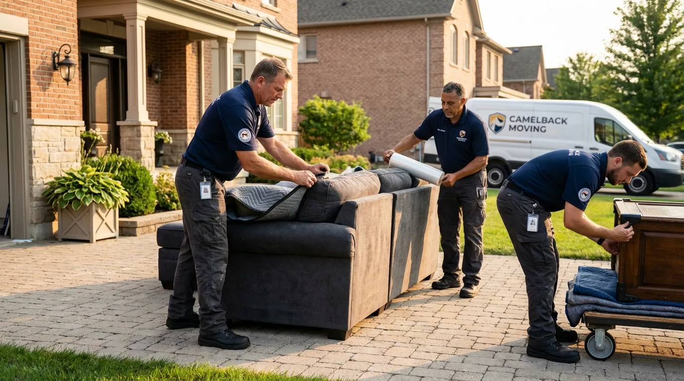 Large estate moving crew wrapping furniture in Grass Lake, MI